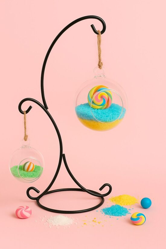 Stikla vāze ar dekoratīvo jūras sāli uz statīva BUBBLE GUM, dažādi